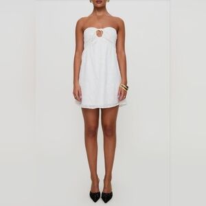 #115 - Princess Polly White Strapless Jacquard Babydoll Minidress NWT Size 4